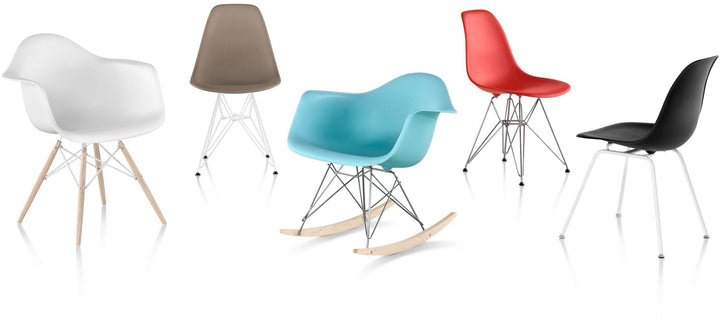 Eames® Molded Plastic Side Chair – Wire Base - Herman Miller® - Chairs - White - Black - Standard Glide - HORNE