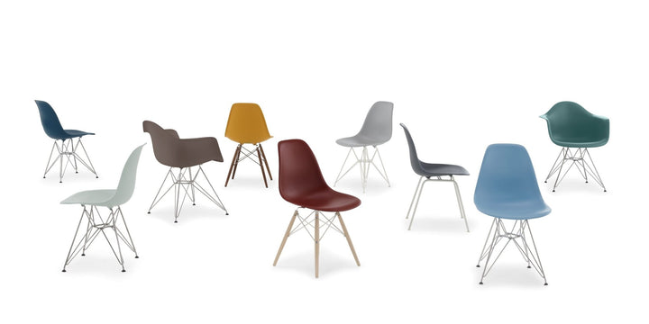 Eames® Molded Plastic Side Chair – Wire Base - Herman Miller® - Chairs - White - Black - Standard Glide - HORNE