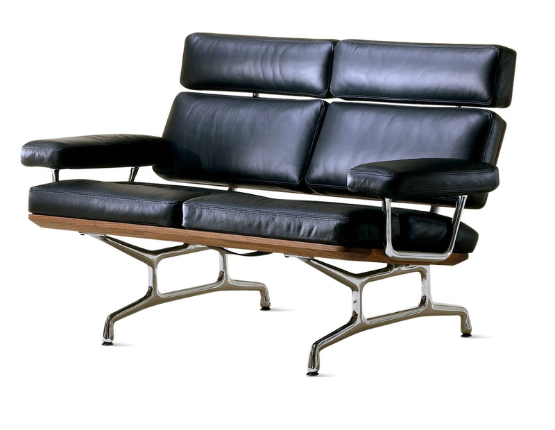 Eames® Sofa - 2 Seater - Herman Miller® - Sofas - Walnut w/ Obsidian Prone Leather - HORNE