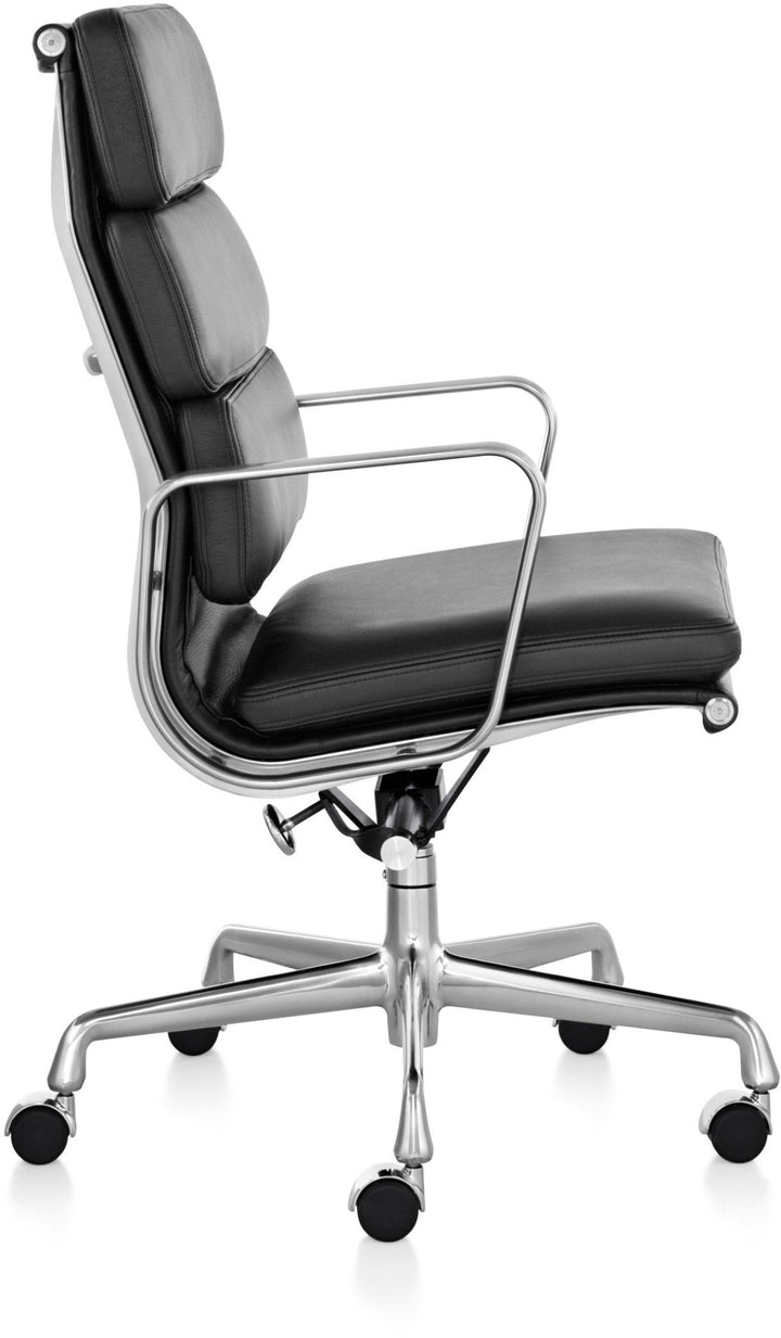 Eames® Soft Pad Executive Chair - Herman Miller® - Chairs - Casters with Manual Seat - Height Adjustment - Polished Aluminum - Prone Obsidian - HORNE