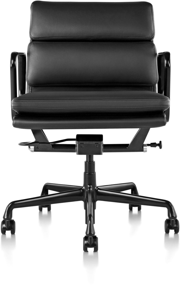 Eames® Soft Pad Management Chair - Herman Miller® - Chairs - Glides with Manual Seat - Height Adjustment - Polished Aluminum - Prone Obsidian - HORNE