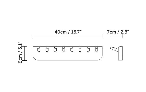 Echo Coatrack - Form + Refine - Coat + Key Racks - Small - Natural Oiled Oak - HORNE