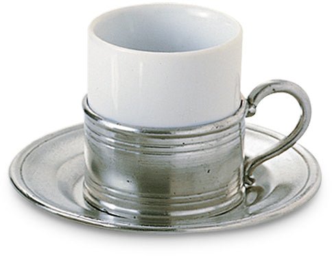 Espresso Cup with Pewter Saucer - Set of 2