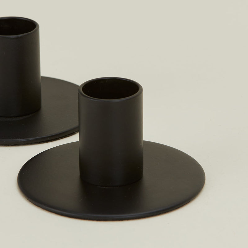 Essential Metal Candle Holder - Set of 2 - Hawkins New York - Candle Holders - Black - HORNE