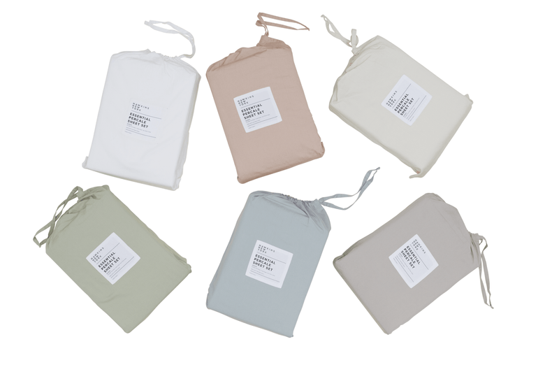 Essential Percale Sheet Set - Hawkins New York - Bedding + Pillows - Queen - White - HORNE