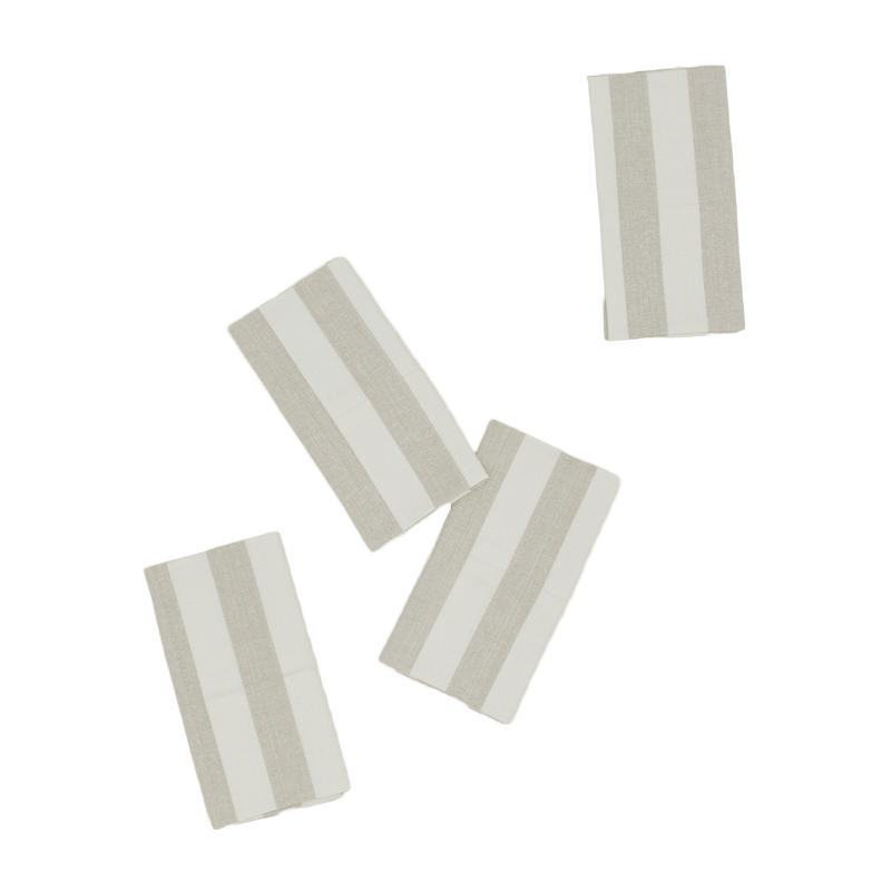 Essential Striped Dinner Napkin - Set of 4 - Hawkins New York - Kitchen + Table Linens - Ivory/ Flax - HORNE