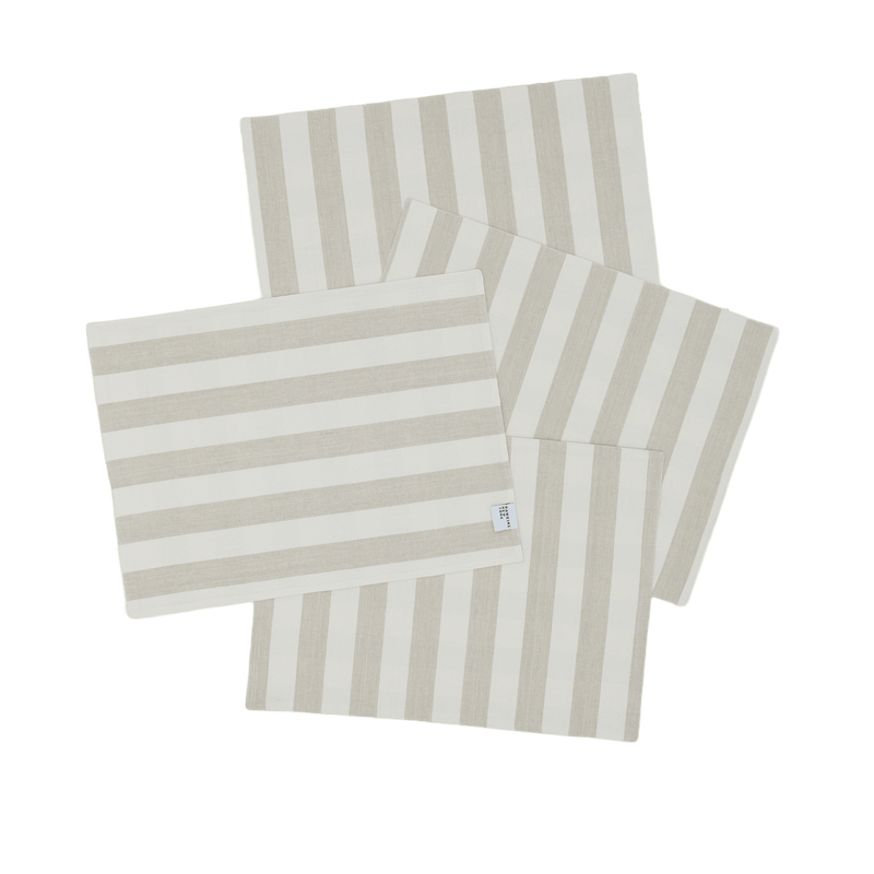 Essential Striped Placemat - Set of 4 - Hawkins New York - Kitchen + Table Linens - Ivory/ Flax - HORNE