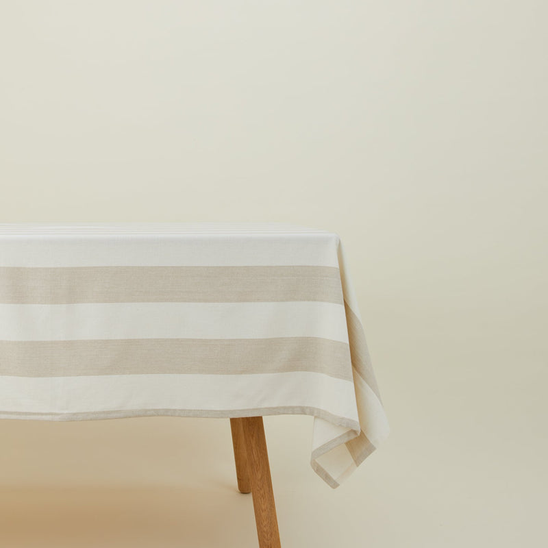 Essential Striped Tablecloth - Hawkins New York - Kitchen + Table Linens - Ivory/ Flax - HORNE