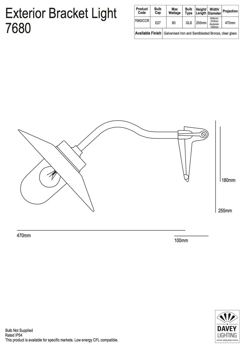 Exterior Bracket Light 7680 - Corner Mount