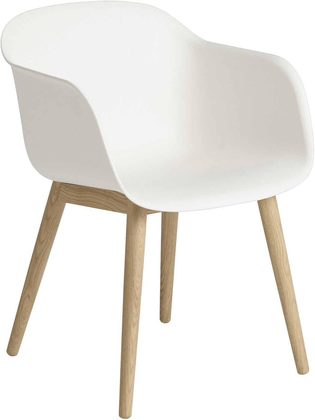Dark gray molded shell armchair with light wood legs, armless lounge chair for dining or desk settings.
