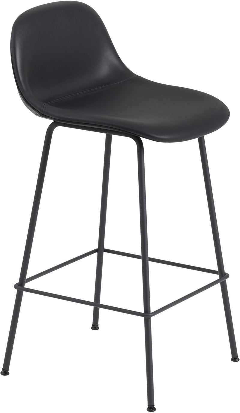 Fiber Counter Stool With Backrest - Tube Base - Muuto - Stools + Benches + Ottomans - White Seat & White Base - HORNE