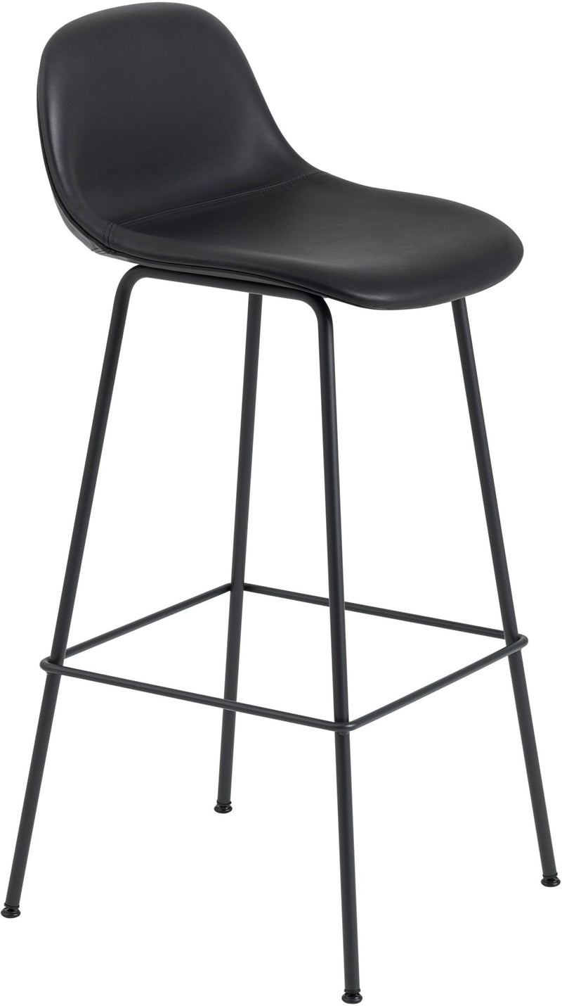 Fiber Counter Stool With Backrest - Tube Base - Muuto - Stools + Benches + Ottomans - White Seat & White Base - HORNE