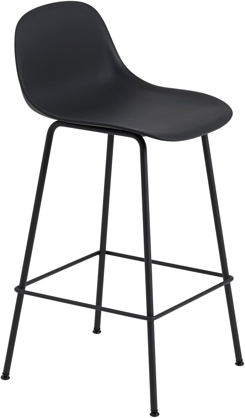 Fiber Counter Stool With Backrest - Tube Base - Muuto - Stools + Benches + Ottomans - White Seat & White Base - HORNE