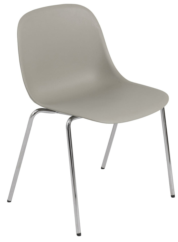 Fiber Side Chair A - Base - Muuto - Chairs - Grey Seat & Chrome Base - HORNE