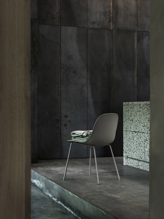 Fiber Side Chair A - Base - Muuto - Chairs - Grey Seat & Chrome Base - HORNE