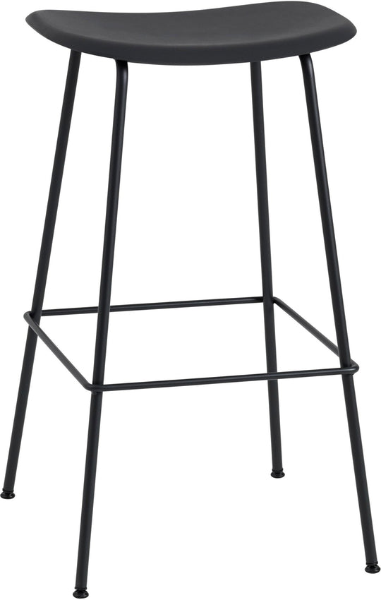 Fiber Stool Without Back - Wire Base - Muuto - Stools + Benches + Ottomans - Black Seat & Black Base - Counter Height - HORNE
