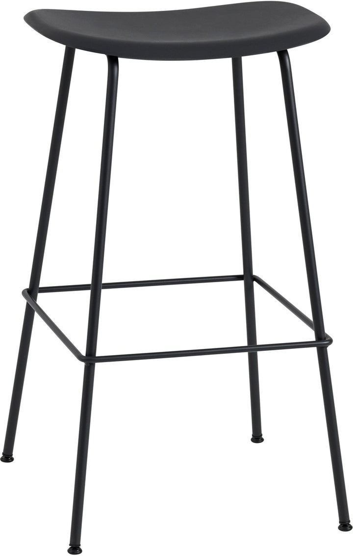 Fiber Stool Without Back - Wire Base - Muuto - Stools + Benches + Ottomans - Black Seat & Black Base - Counter Height - HORNE
