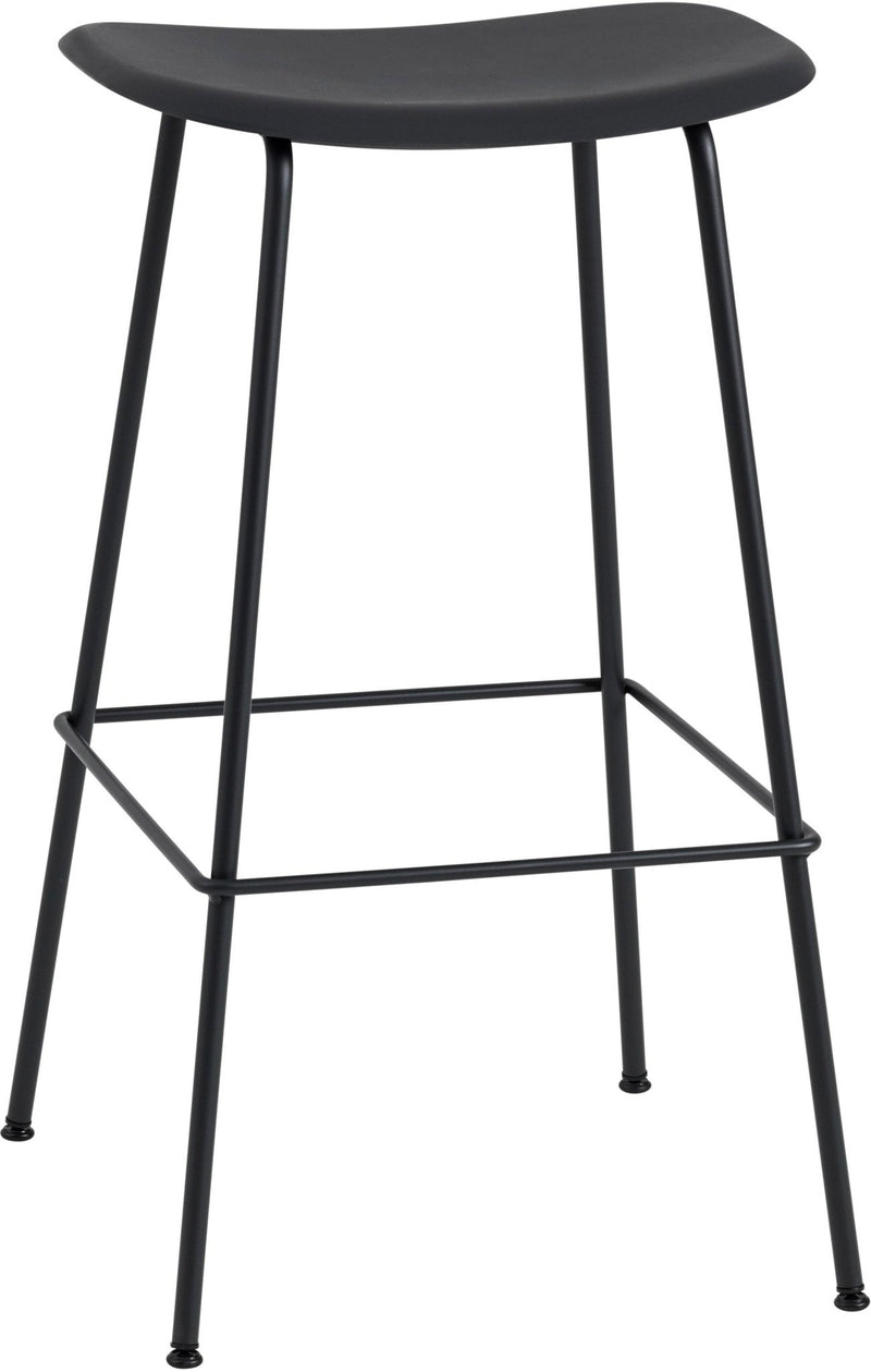 Fiber Stool Without Back - Wire Base - Muuto - Stools + Benches + Ottomans - Black Seat & Black Base - Counter Height - HORNE