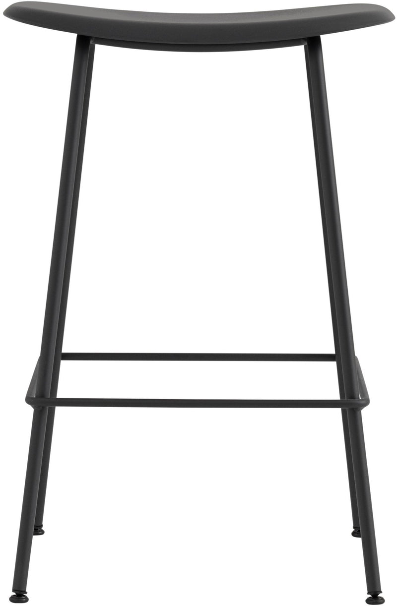 Fiber Stool Without Back - Wire Base - Muuto - Stools + Benches + Ottomans - Black Seat & Black Base - Counter Height - HORNE