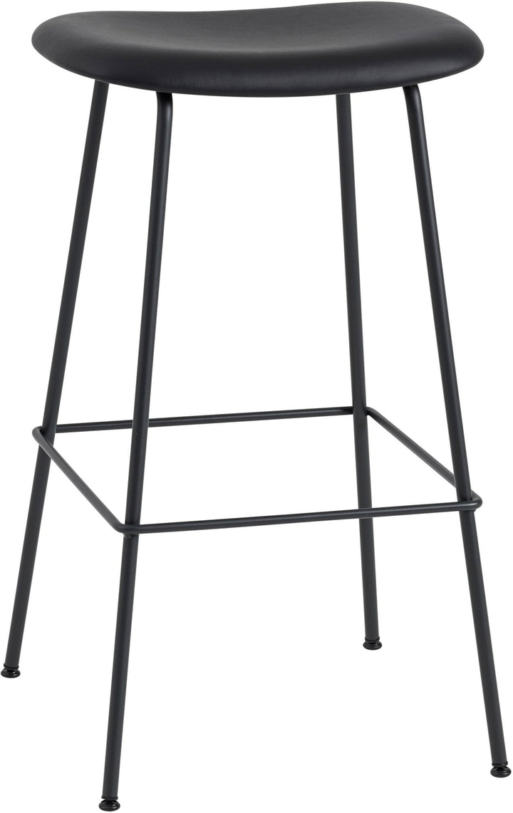 Fiber Stool Without Back - Wire Base - Muuto - Stools + Benches + Ottomans - Black Leather Seat & Black Base - Counter Height - HORNE