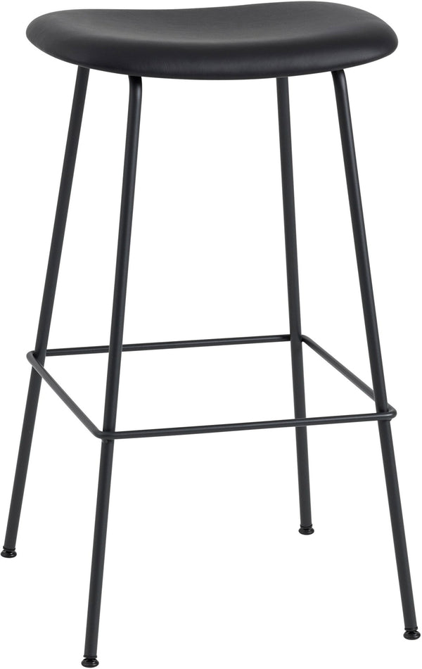 Fiber Stool Without Back - Wire Base - Muuto - Stools + Benches + Ottomans - Black Leather Seat & Black Base - Counter Height - HORNE