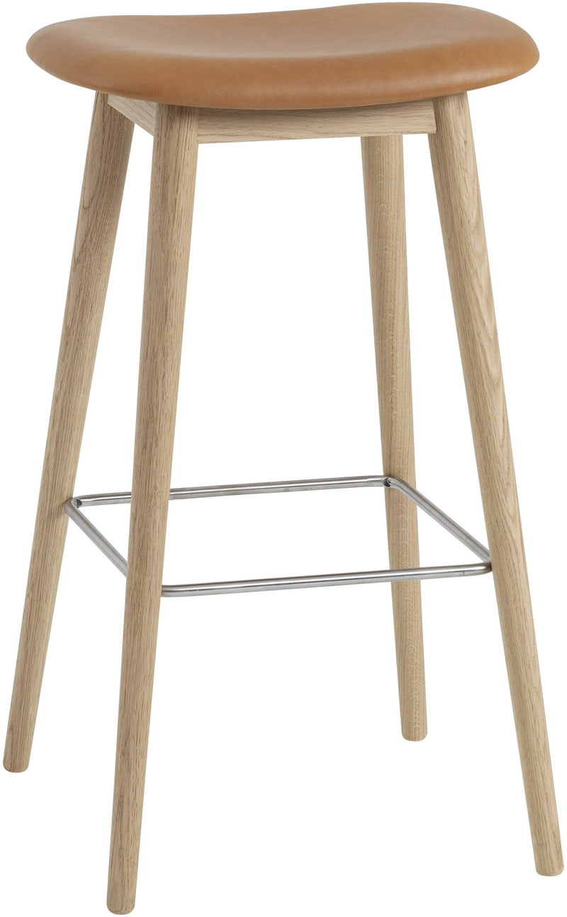 Fiber Stool Without Back - Wood Base - Muuto - Stools + Benches + Ottomans - Black Seat & Black Base - Counter Height - HORNE