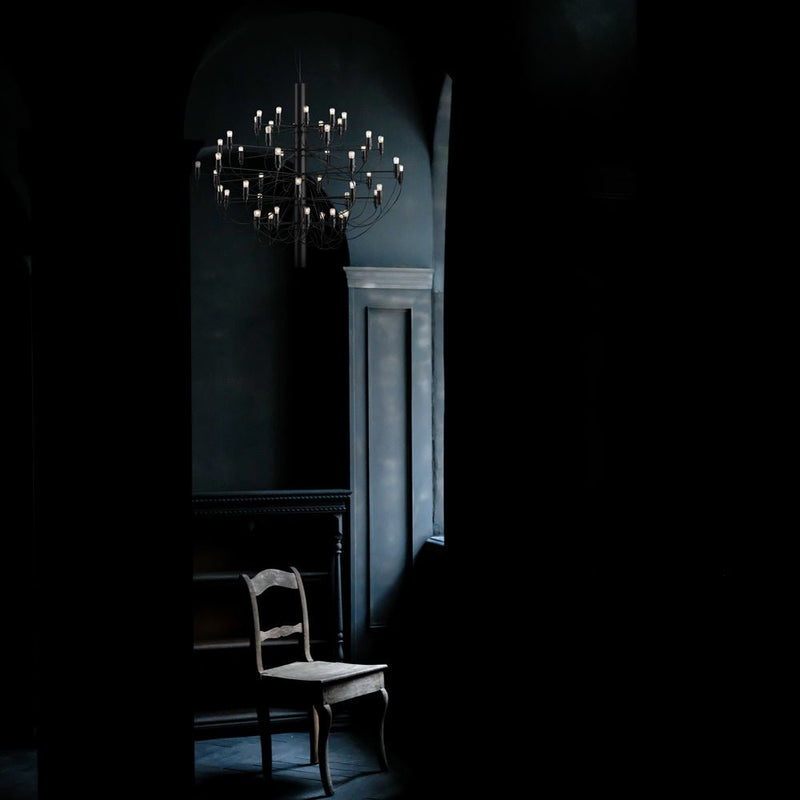 Flos 2097 Industrial Chandelier - Flos - Chandeliers - 50 Bulb - Matte Black - Not UL Certified - HORNE