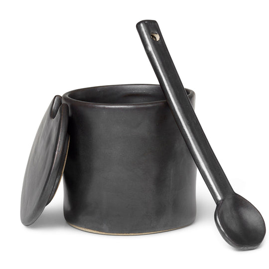 Flow Jam Jar with Spoon - Ferm Living - Organization + Food Storage - Black - HORNE