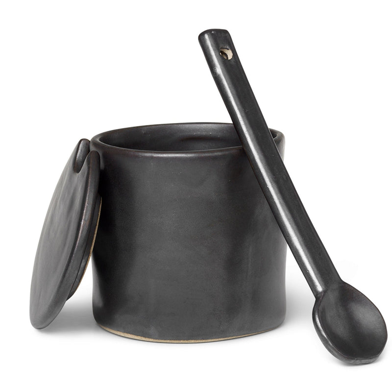 Flow Jam Jar with Spoon - Ferm Living - Organization + Food Storage - Black - HORNE