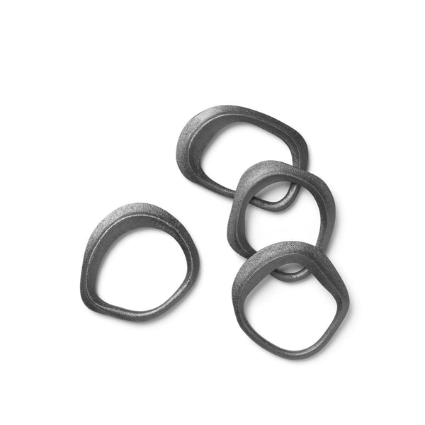 Flow Napkin Rings - Set of 4 - Ferm Living - Kitchen Tools - Black Brass - HORNE