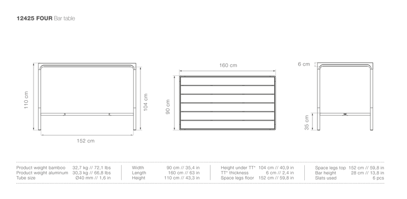 FOUR Bar Table - HOUE - Outdoor Furniture - 35.4