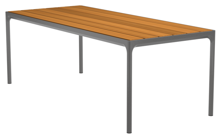 FOUR Dining Table - HOUE - Outdoor Furniture - 35.4" x 82.7" - Bamboo Top/ Dark Grey Frame - HORNE