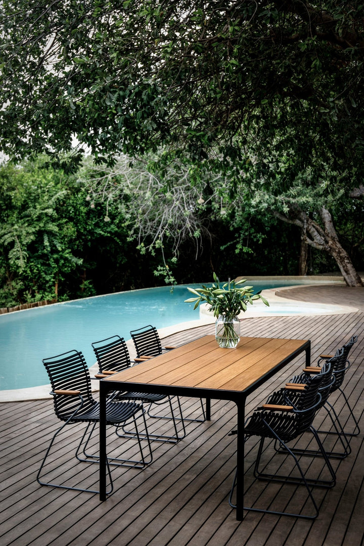 FOUR Dining Table - HOUE - Outdoor Furniture - 35.4" x 106.3" - Aluminum Top/ Black Frame - HORNE