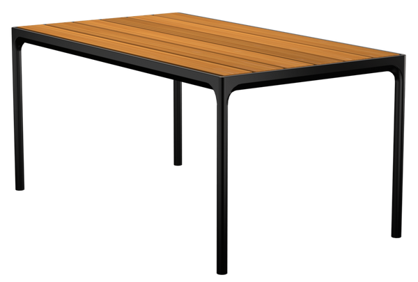 FOUR Dining Table - HOUE - Outdoor Furniture - 35.4" x 63" - Bamboo Top/ Black Frame - HORNE