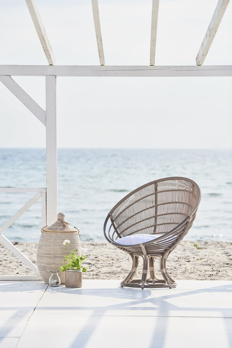 Franco Albini Luna Sun Chair - Exterior - Sika Design - Outdoor Furniture - Dove White - Tempotest White Canvas - HORNE