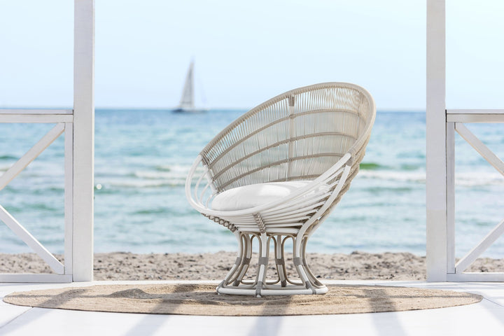 Franco Albini Luna Sun Chair - Exterior - Sika Design - Outdoor Furniture - Natural - Sunbrella Sailcloth Seagull - HORNE