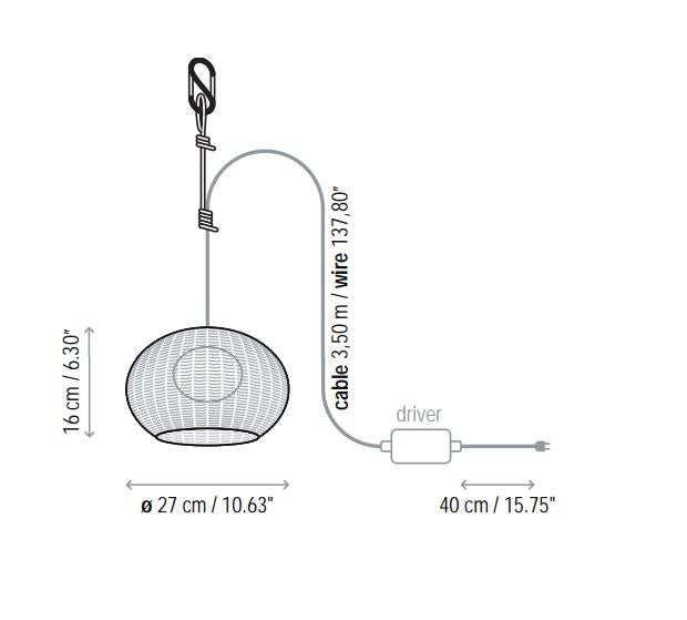 Garota Hang Outdoor Pendant - Bover - Outdoor Lights - Brown - Brown Graphite - HORNE