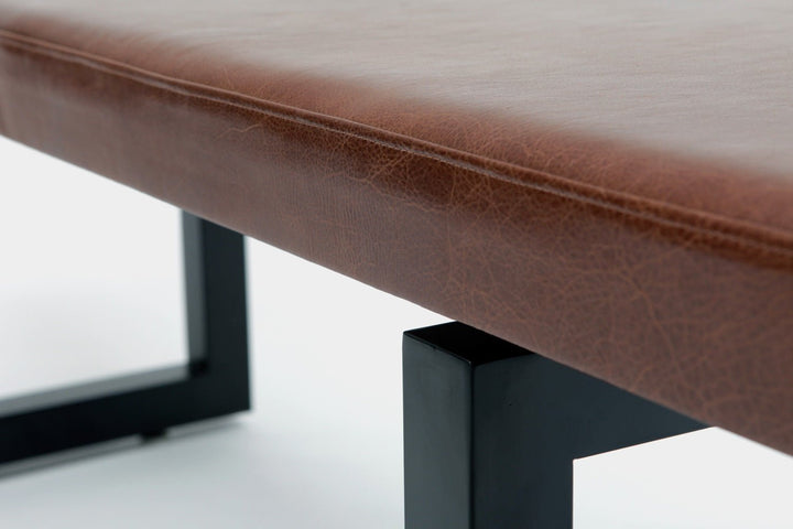 GAX 16 Leather Bench - Matte Black Base - Artless - Stools + Benches + Ottomans - 48"W - Blackbean - HORNE