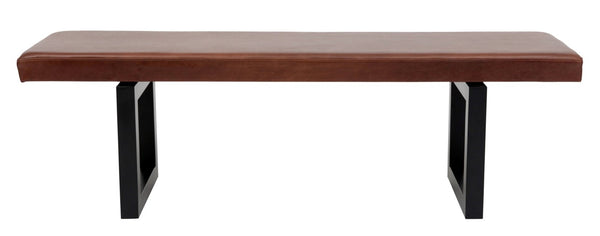 GAX 16 Leather Bench - Matte Black Base - Artless - Stools + Benches + Ottomans - 48"W - Blackbean - HORNE