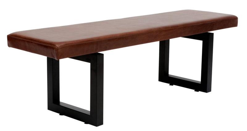 GAX 16 Leather Bench - Matte Black Base - Artless - Stools + Benches + Ottomans - 48