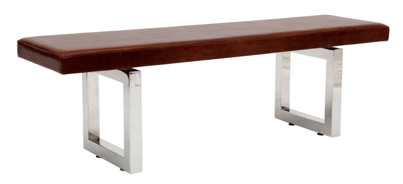 GAX 16 Leather Bench - Stainless Steel - Artless - Stools + Benches + Ottomans - 48