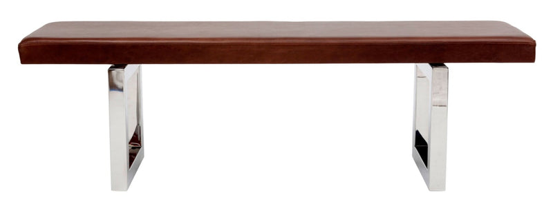 GAX 16 Leather Bench - Stainless Steel - Artless - Stools + Benches + Ottomans - 48
