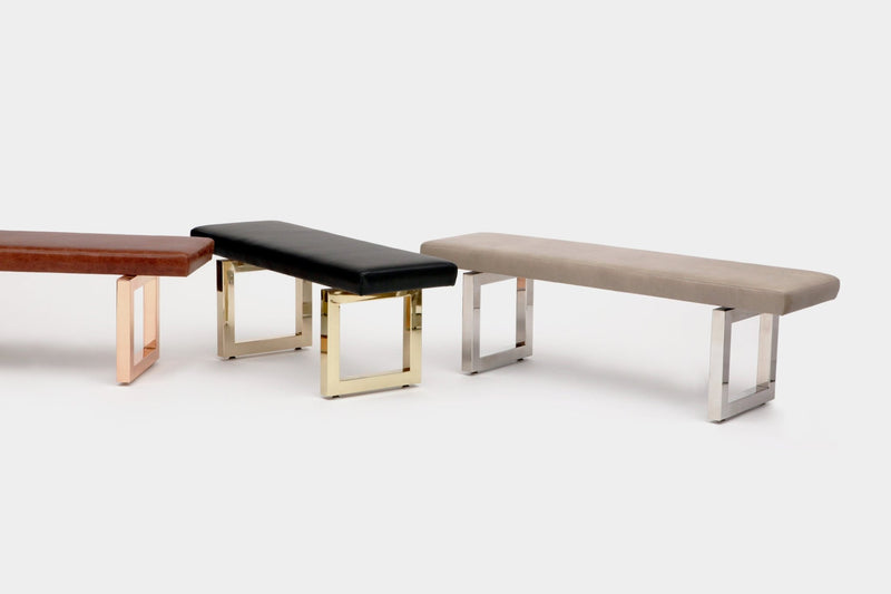 GAX 16 Leather Bench - Stainless Steel - Artless - Stools + Benches + Ottomans - 48