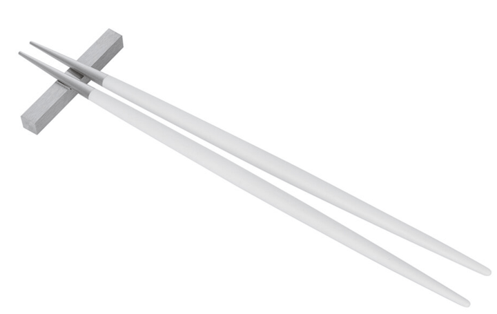 Goa Chopstick Set - Brushed Steel - Cutipol - Flatware + Serving Pieces - White - HORNE