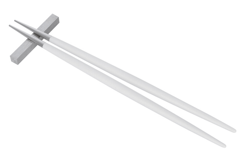 Goa Chopstick Set - Brushed Steel - Cutipol - Flatware + Serving Pieces - White - HORNE
