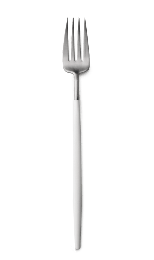 Goa Serving Fork - Brushed Steel/White Handle