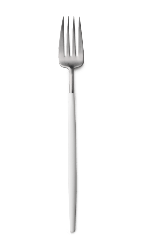 Goa Serving Fork - Brushed Steel/White Handle