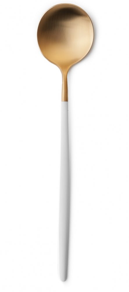 Goa Serving Spoon - Brushed Gold/White Handle
