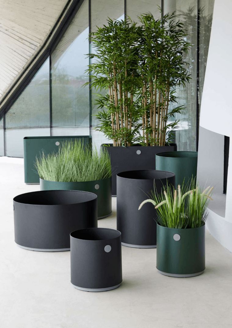 Grow Planter - Round - Cane Line - Planters - Small - Dark Green/Taupe - HORNE