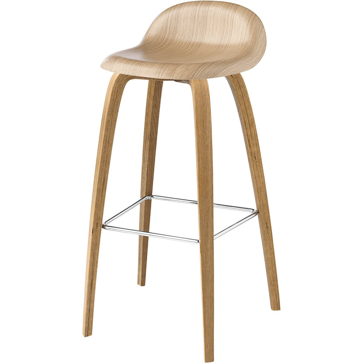 Gubi 3D Stool Wood Shell - Wood Base - 25.6" Seat Height